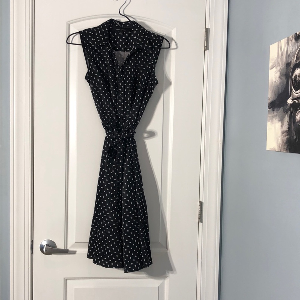 Larry Levine black and white polka dot dress size small